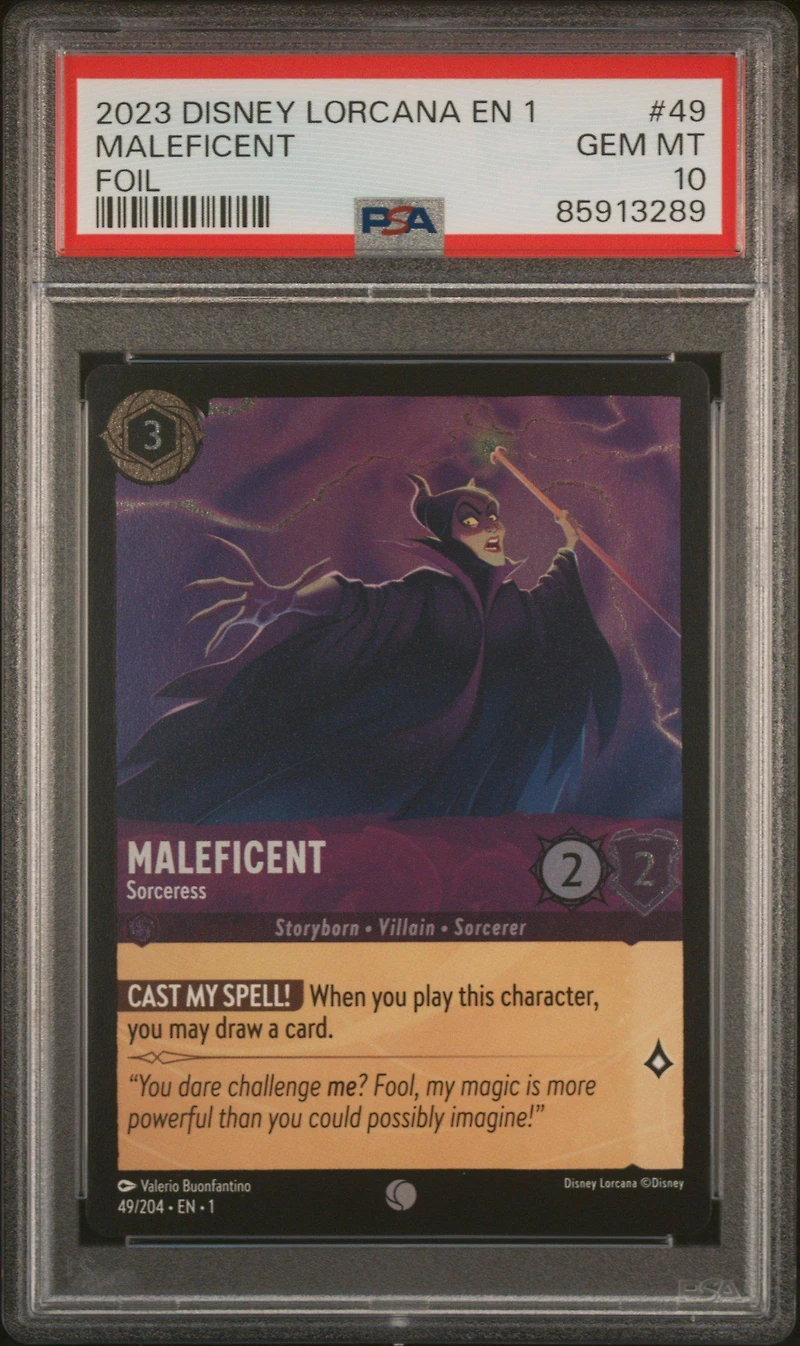 2023 Disney Lorcana En 1-the First Chapter 49 Maleficent - Sorceress Foil PSA 10