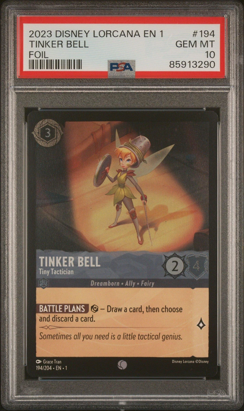 2023 Disney Lorcana En 1-the First Chapter 194 Tinker Bell - Tiny Tactician Foil PSA 10