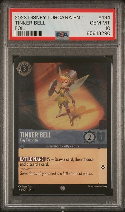 2023 Disney Lorcana En 1-the First Chapter 194 Tinker Bell - Tiny Tactician Foil PSA 10
