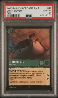 2023 Disney Lorcana En 1-the First Chapter 82 John Silver - Alien Pirate Foil PSA 10