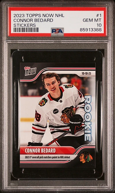 2023 Topps Now Nhl Stickers 1 Connor Bedard PSA 10