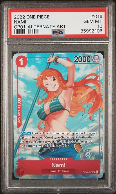2022 One Piece Op01-romance Dawn 016 Nami Alternate Art PSA 10