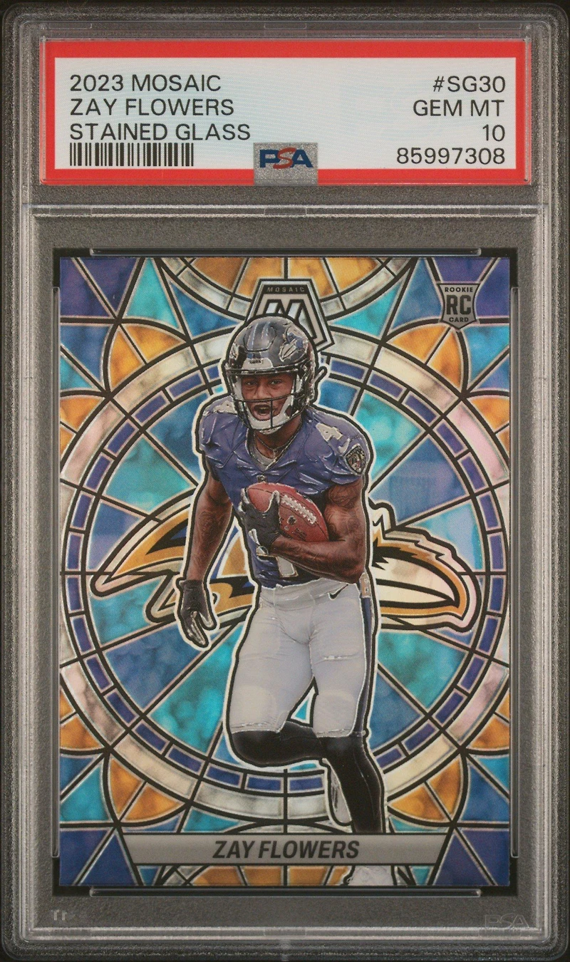 2023 Panini Mosaic Stained Glass Sg30 Zay Flowers PSA 10