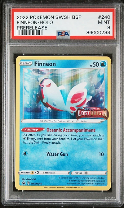 2022 Pokemon Swsh Black Star Promo 240 Finneon-holo Prerelease PSA 9