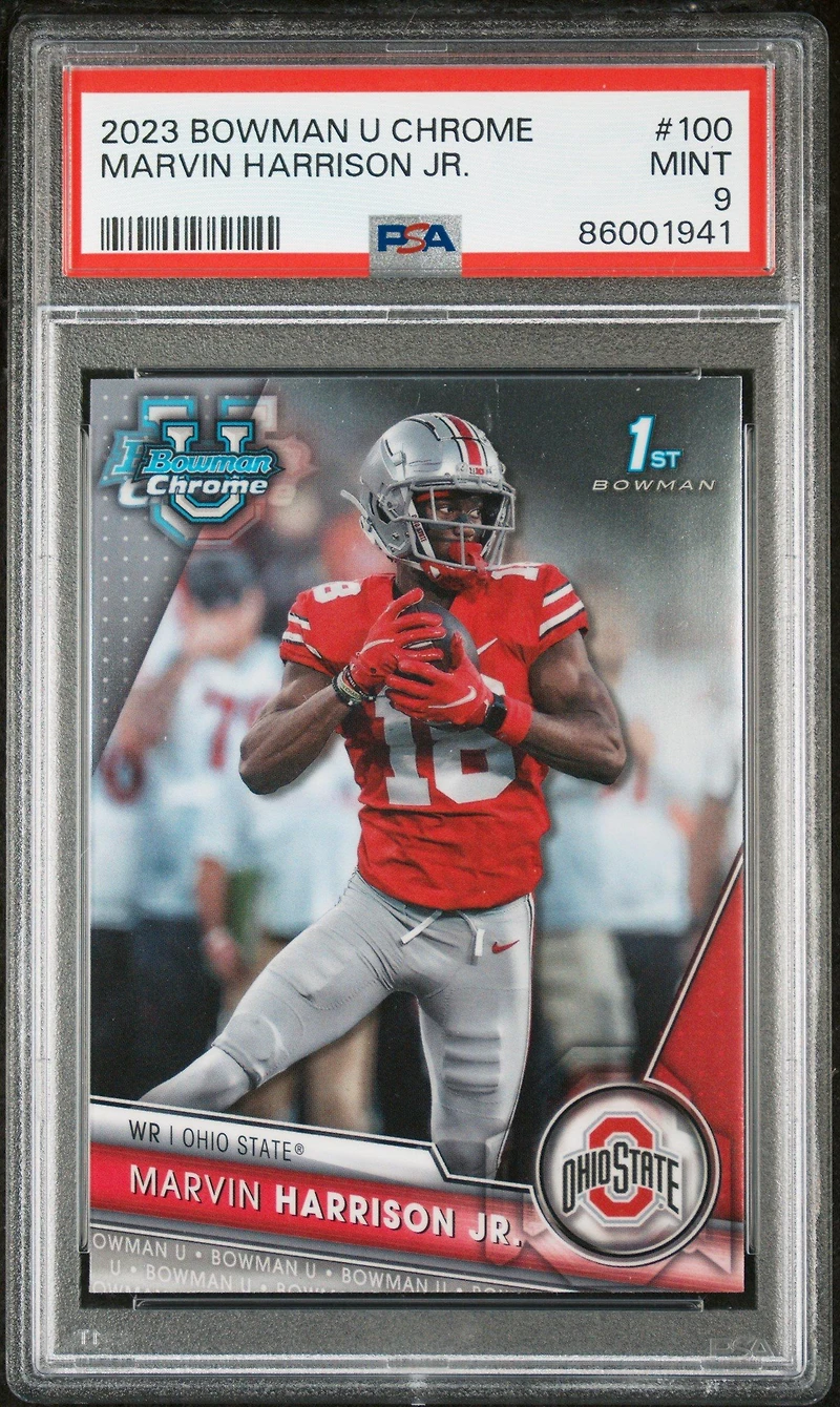 2023 Bowman University Chrome 100 Marvin Harrison Jr. PSA