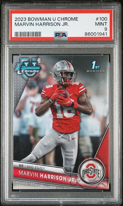 2023 Bowman University Chrome 100 Marvin Harrison Jr. PSA