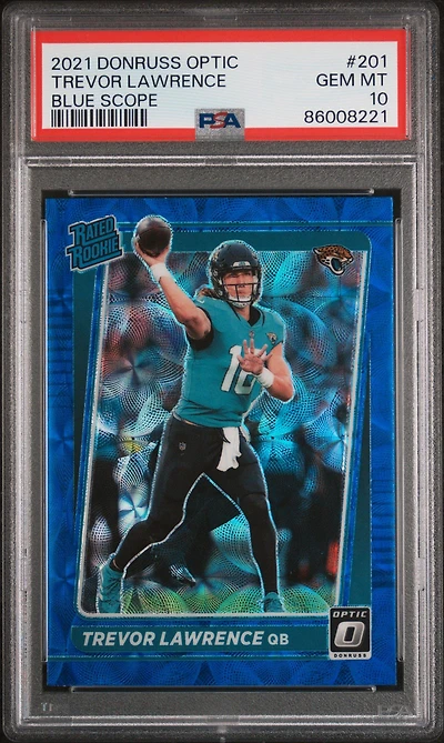 2021 Panini Donruss Optic 201 Trevor Lawrence Blue Scope PSA 10
