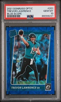 2021 Panini Donruss Optic 201 Trevor Lawrence Blue Scope PSA 10