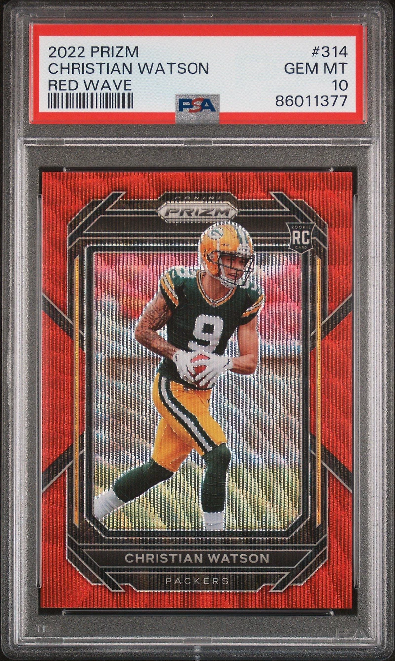 2022 Panini Prizm 314 Christian Watson Red Wave PSA 10