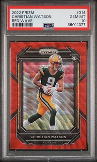 2022 Panini Prizm 314 Christian Watson Red Wave PSA 10