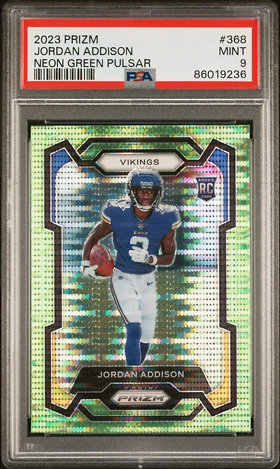 2023 Panini Prizm 368 Jordan Addison Neon Green Pulsar PSA