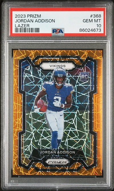 2023 Panini Prizm 368 Jordan Addison Lazer Prizm PSA 10