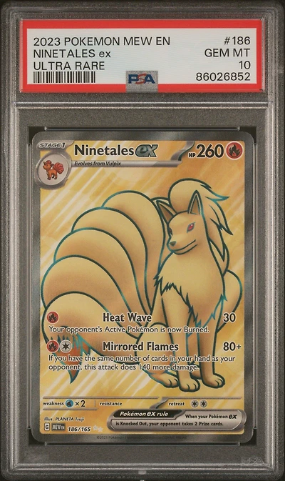 2023 Pokemon Mew En-151 186 Ninetales Ex Ultra Rare PSA 10