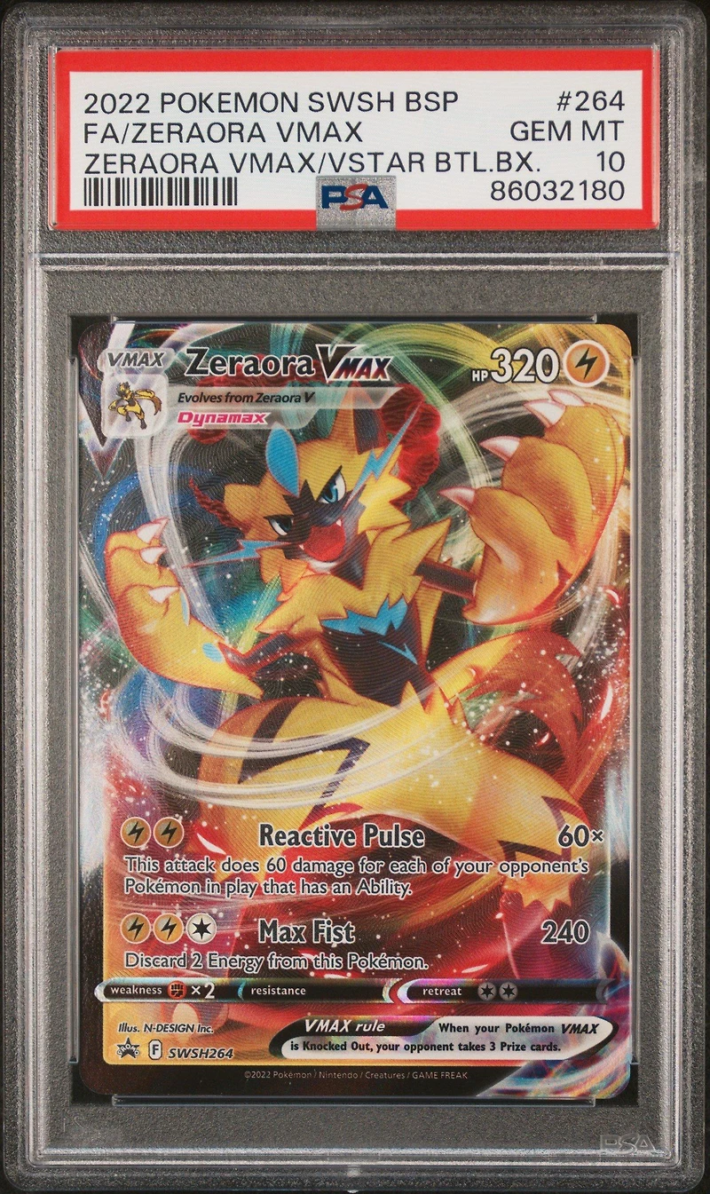 2022 Pokemon Swsh Black Star Promo 264 Full Art/zeraora Vmax Zeraora Vmax & Vstar Battle Box PSA 10