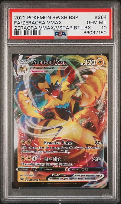 2022 Pokemon Swsh Black Star Promo 264 Full Art/zeraora Vmax Zeraora Vmax & Vstar Battle Box PSA 10