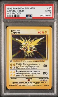 1999 Pokemon Spanish 16 Zapdos-holo 1st Edition PSA 9