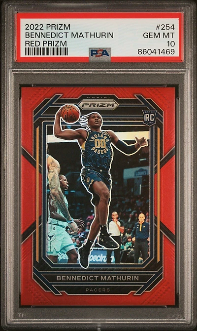 2022 Panini Prizm 254 Bennedict Mathurin Red Prizm PSA 10