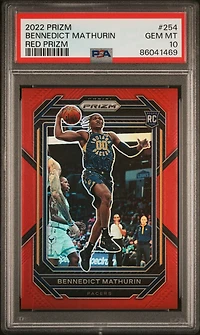 2022 Panini Prizm 254 Bennedict Mathurin Red Prizm PSA 10