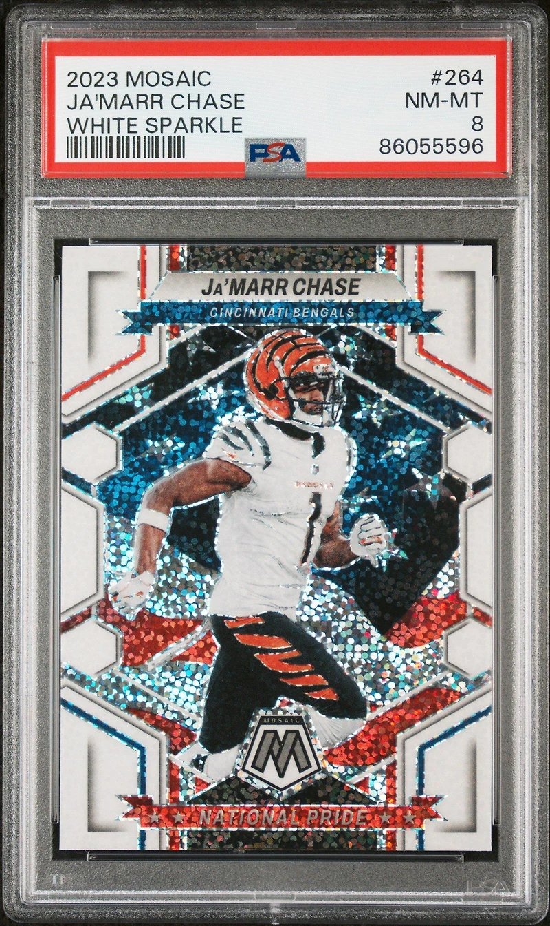 2023 Panini Mosaic 264 Ja'marr Chase White Sparkle PSA 8