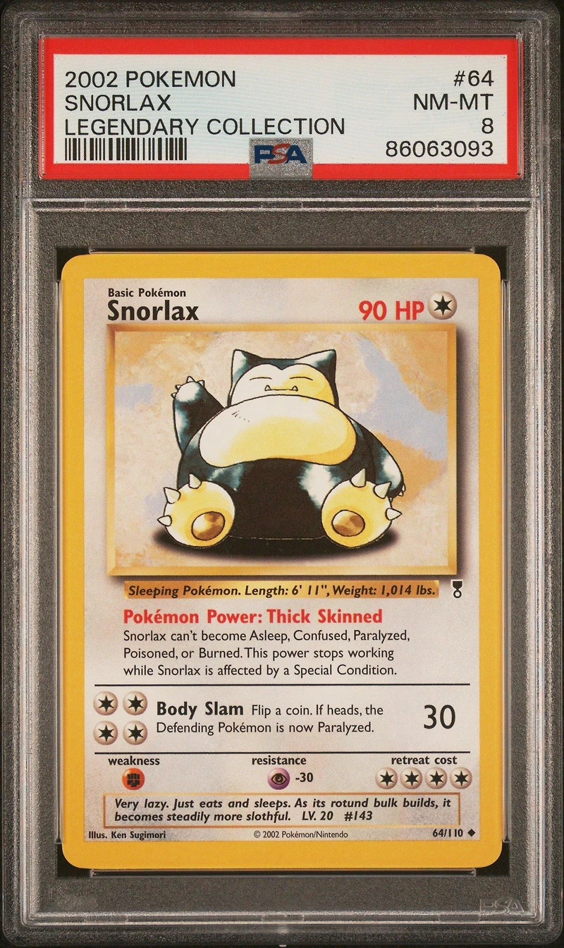 2002 Pokemon Legendary Collection 64 Snorlax PSA 8