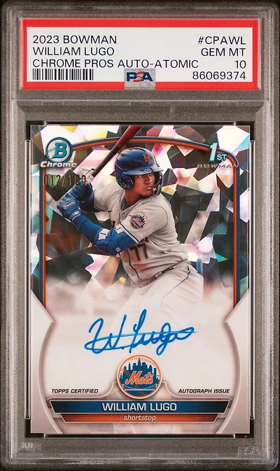 2023 Bowman Chrome Prospect Autographs Cpawl William Lugo PSA 10