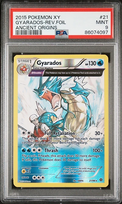 2015 Pokemon Xy Ancient Origins 21 Gyarados-reverse Foil PSA 9