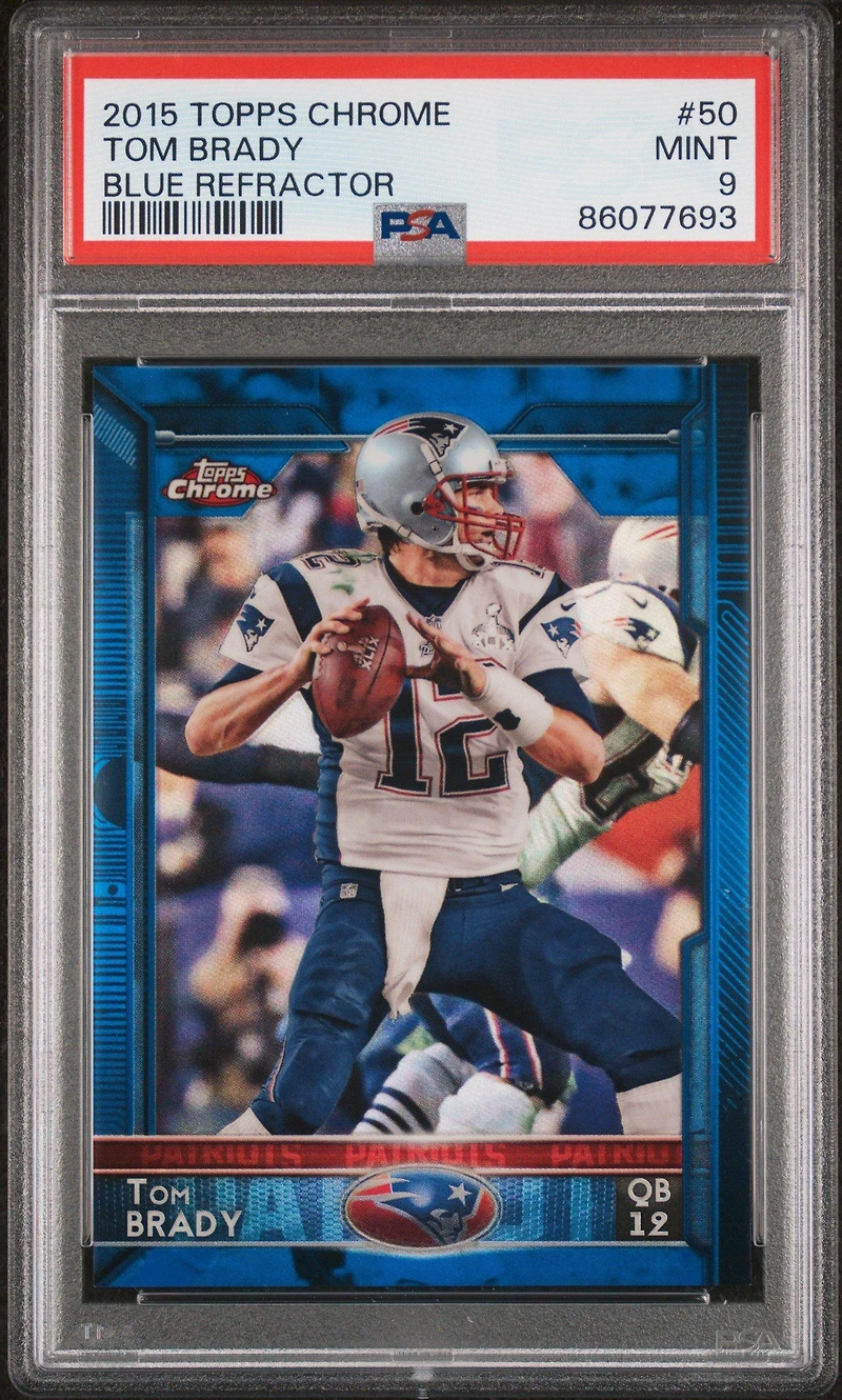 2015 Topps Chrome 50 Tom Brady Blue Refractor PSA 9