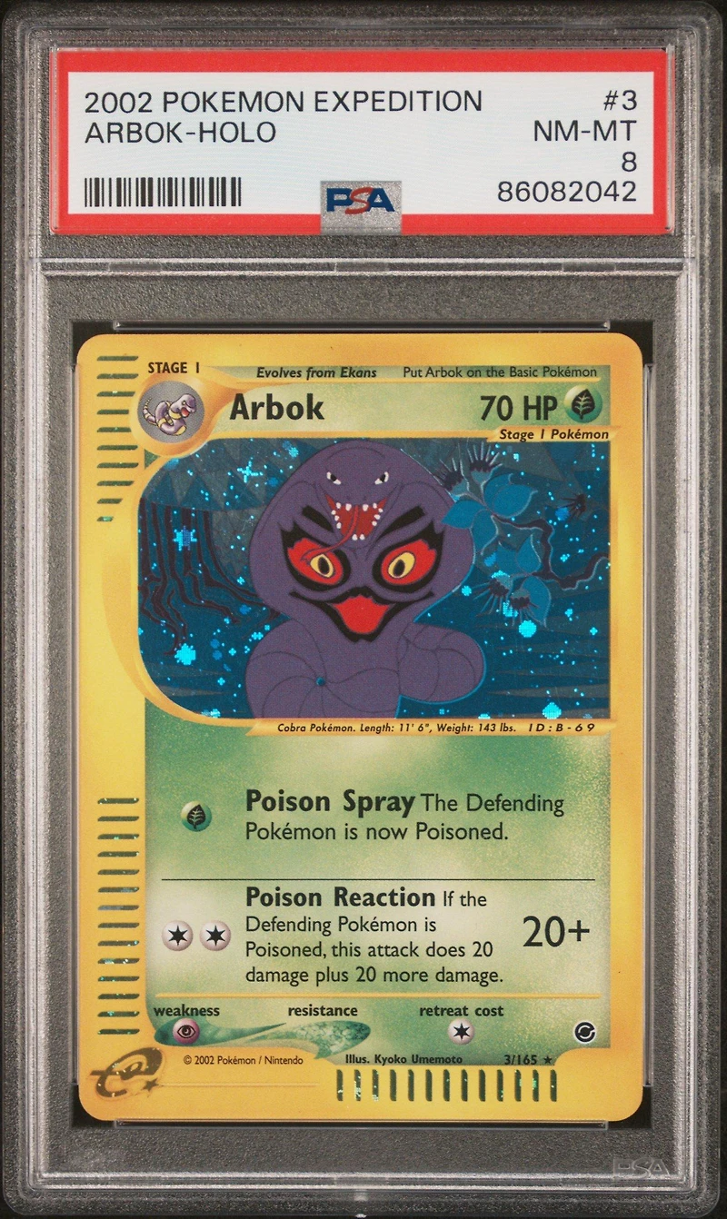 2002 Pokemon Expedition 3 Arbok-holo PSA 8