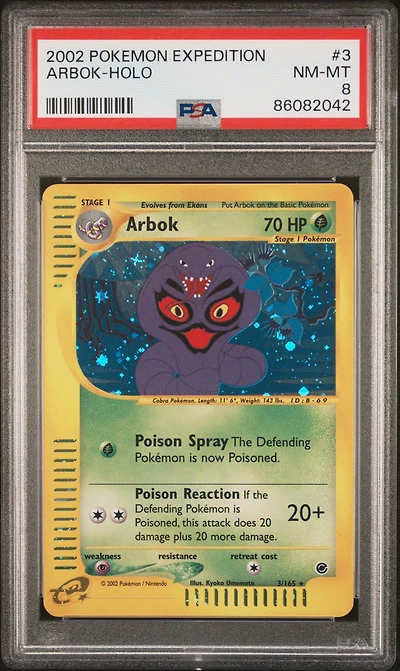 2002 Pokemon Expedition 3 Arbok-holo PSA 8