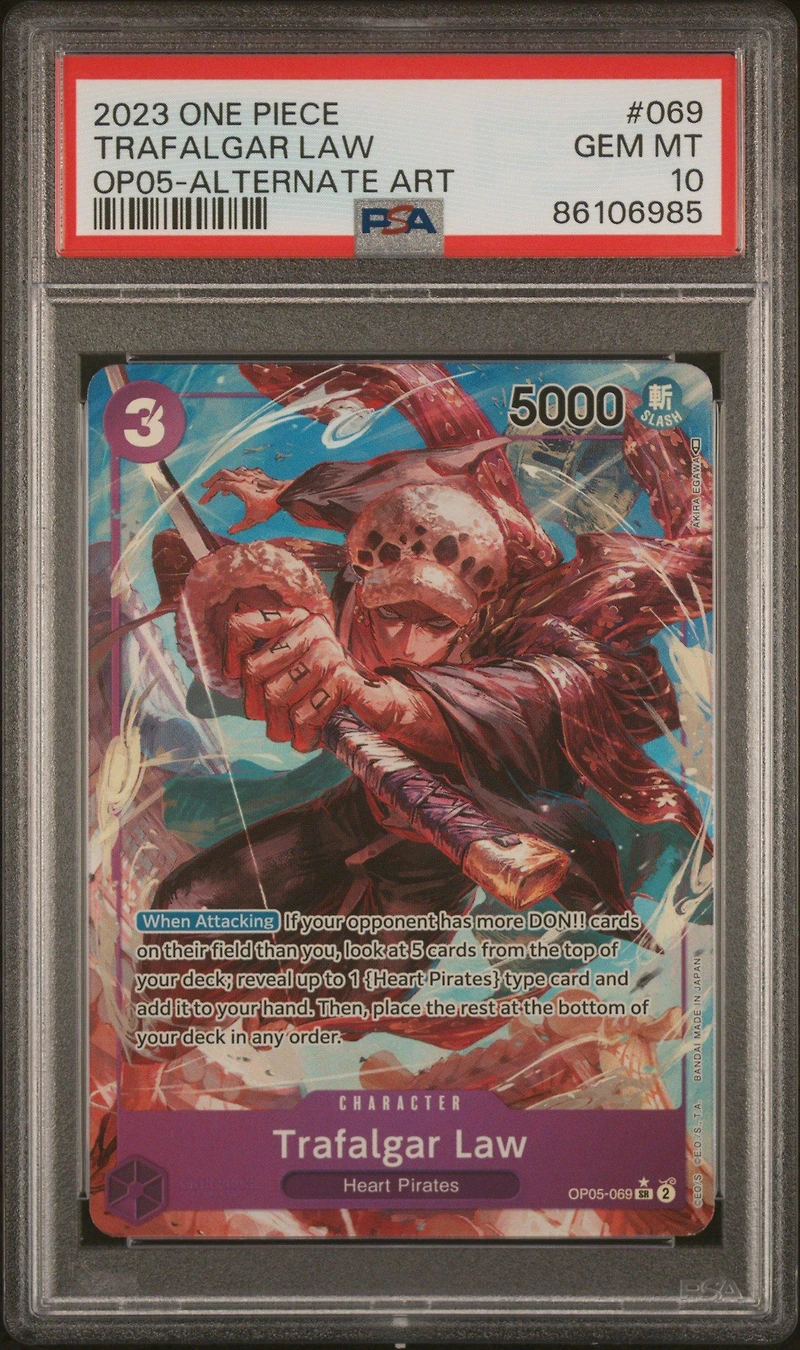 2023 One Piece Awakening Of The New Era 069 Trafalgar Law Alternate Art PSA 10