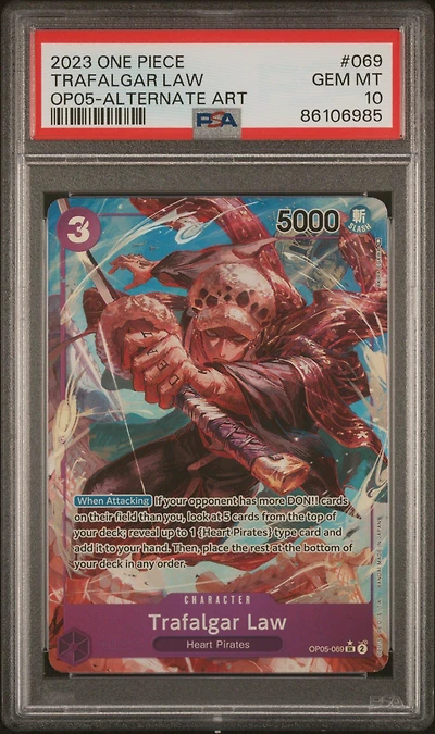 2023 One Piece Awakening Of The New Era 069 Trafalgar Law Alternate Art PSA 10