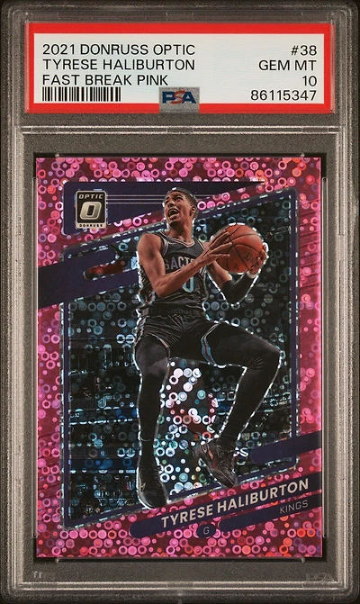 2021 Panini Donruss Optic 38 Tyrese Haliburton Fast Break Pink PSA 10