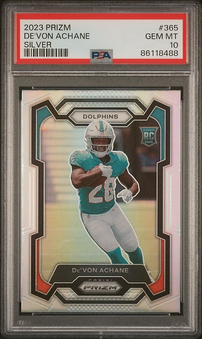 2023 Panini Prizm 365 De'von Achane Silver Prizm PSA 10