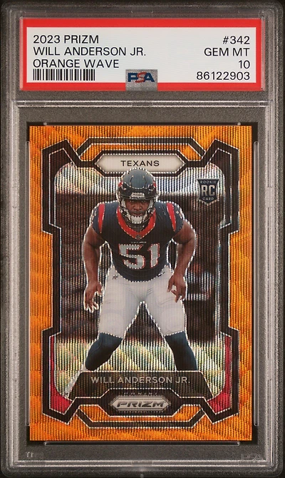 2023 Panini Prizm 342 Will Anderson Jr. Orange Wave PSA 10