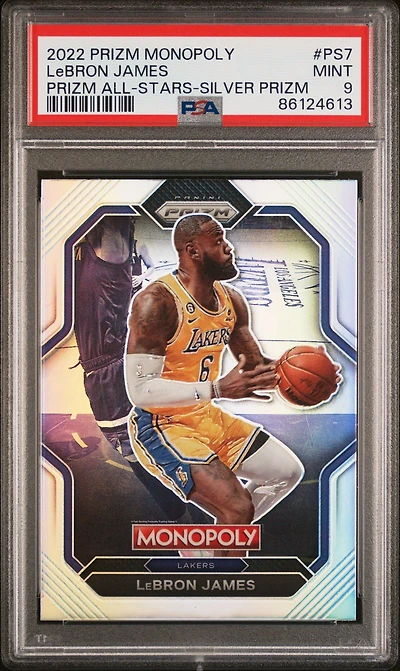 2022 Panini Prizm Monopoly Prizm All-stars Ps7 Lebron James Silver Prizm PSA 9