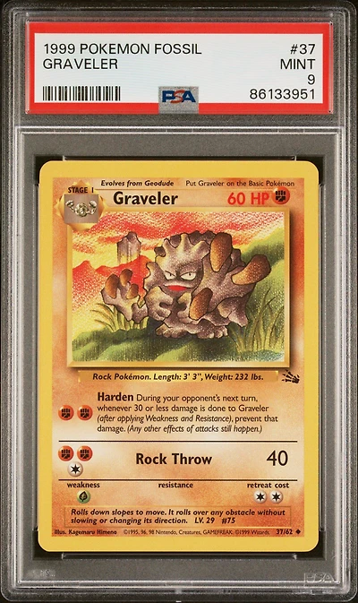 1999 Pokemon Fossil 37 Graveler PSA 9