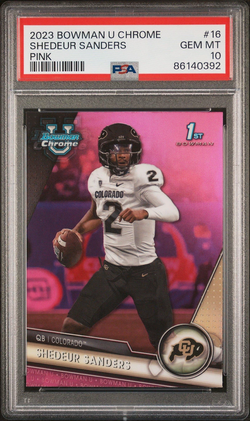 2023 Bowman University Chrome 16 Shedeur Sanders Refractor PSA 10