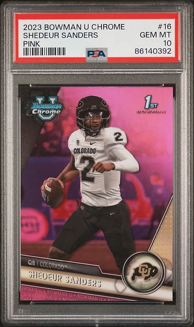 2023 Bowman University Chrome 16 Shedeur Sanders Refractor PSA 10