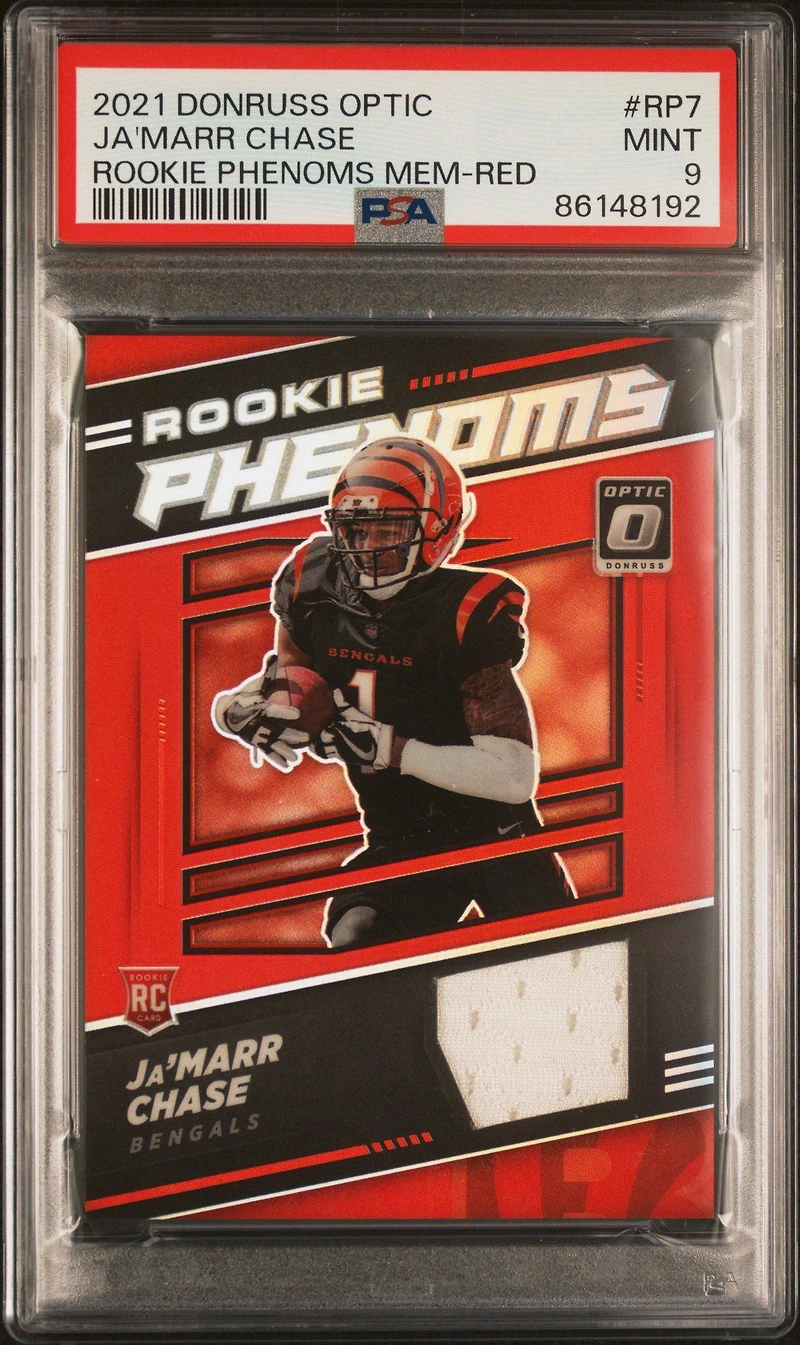 2021 Panini Donruss Optic Rookie Phenoms Memorabilia Rp7 Ja'marr Chase Red PSA 9