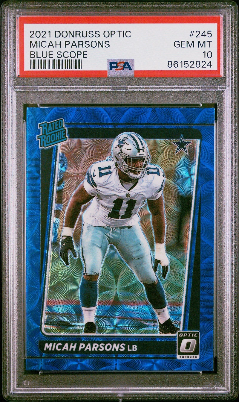 2021 Panini Donruss Optic 245 Micah Parsons Blue Scope PSA 10