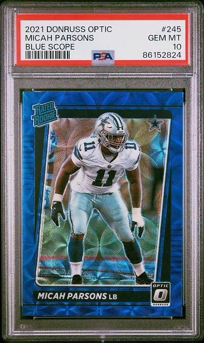 2021 Panini Donruss Optic 245 Micah Parsons Blue Scope PSA 10