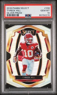 2018 Panini Select 108 Tyreek Hill Silver Prizm PSA 10
