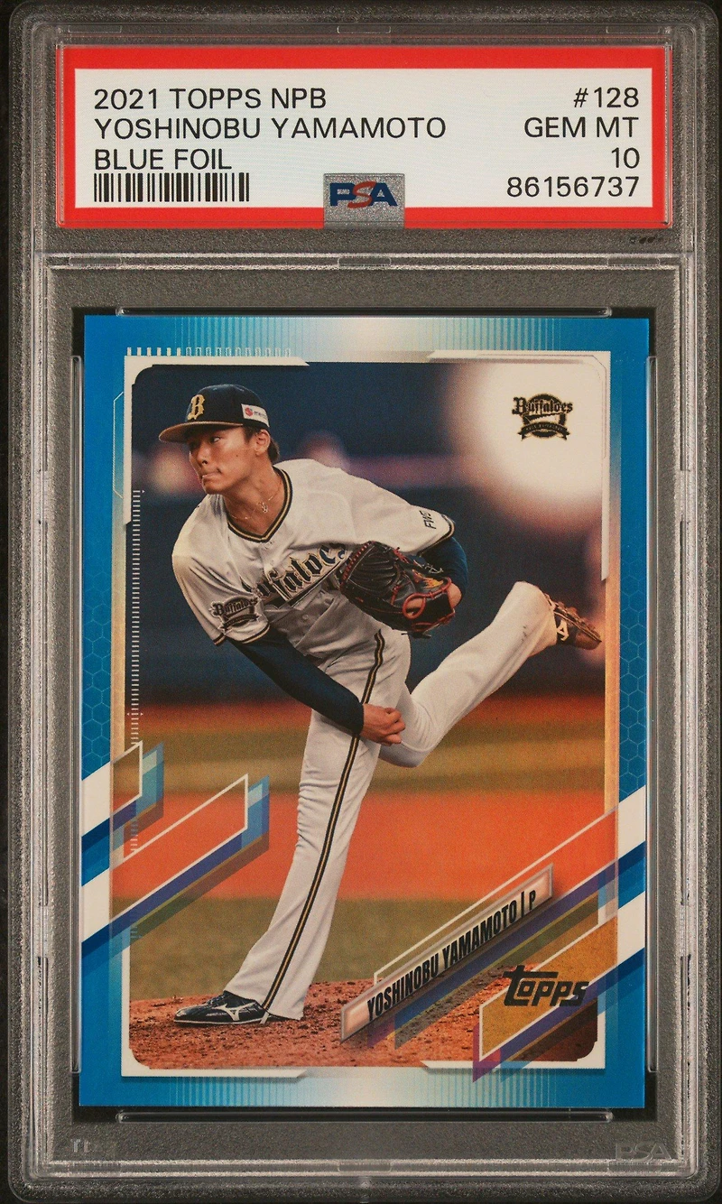 2021 Topps Npb 128 Yoshinobu Yamamoto Blue Foil PSA 10