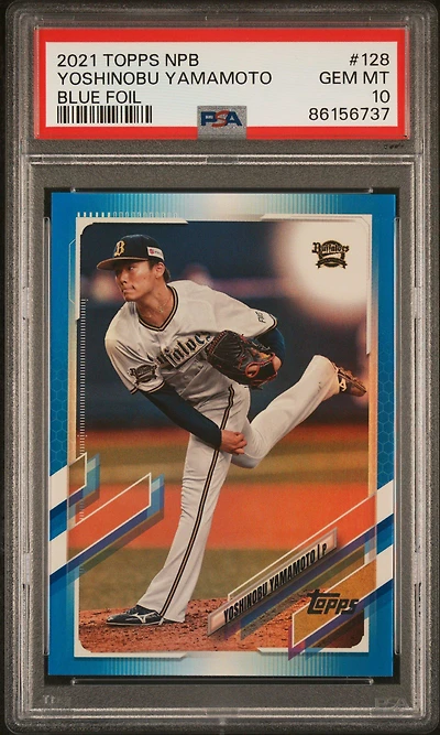 2021 Topps Npb 128 Yoshinobu Yamamoto Blue Foil PSA 10