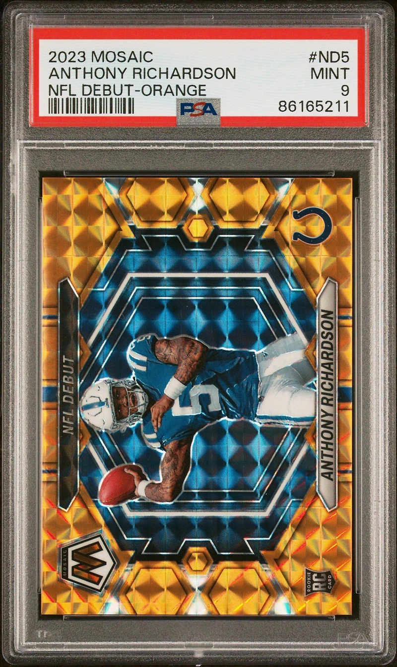2023 Panini Mosaic Nfl Debut Nd5 Anthony Richardson Orange PSA 9