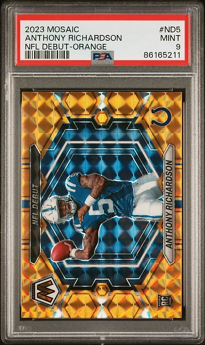 2023 Panini Mosaic Nfl Debut Nd5 Anthony Richardson Orange PSA 9