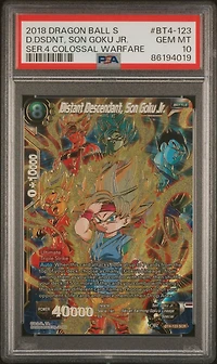 2018 Dragon Ball Super Card Game Series 4 Colossal Warfare Bt4-123 Distant Descendant, Son Goku Jr. Secret Rare PSA 10