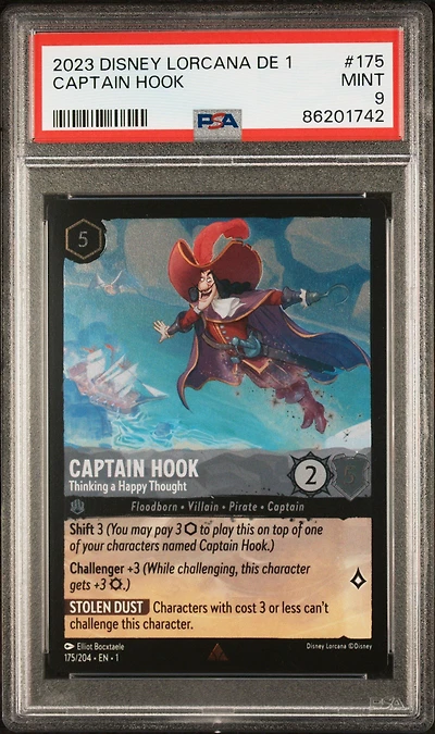 2023 Disney Lorcana German De 1-the First Chapter 175 Captain Hook - Thinking A Happy Thought PSA 9