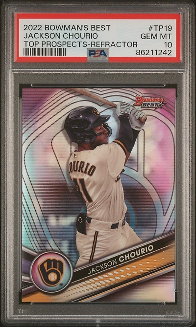 2022 Bowman's Best Top Prospects Tp19 Jackson Chourio Refractor PSA 10