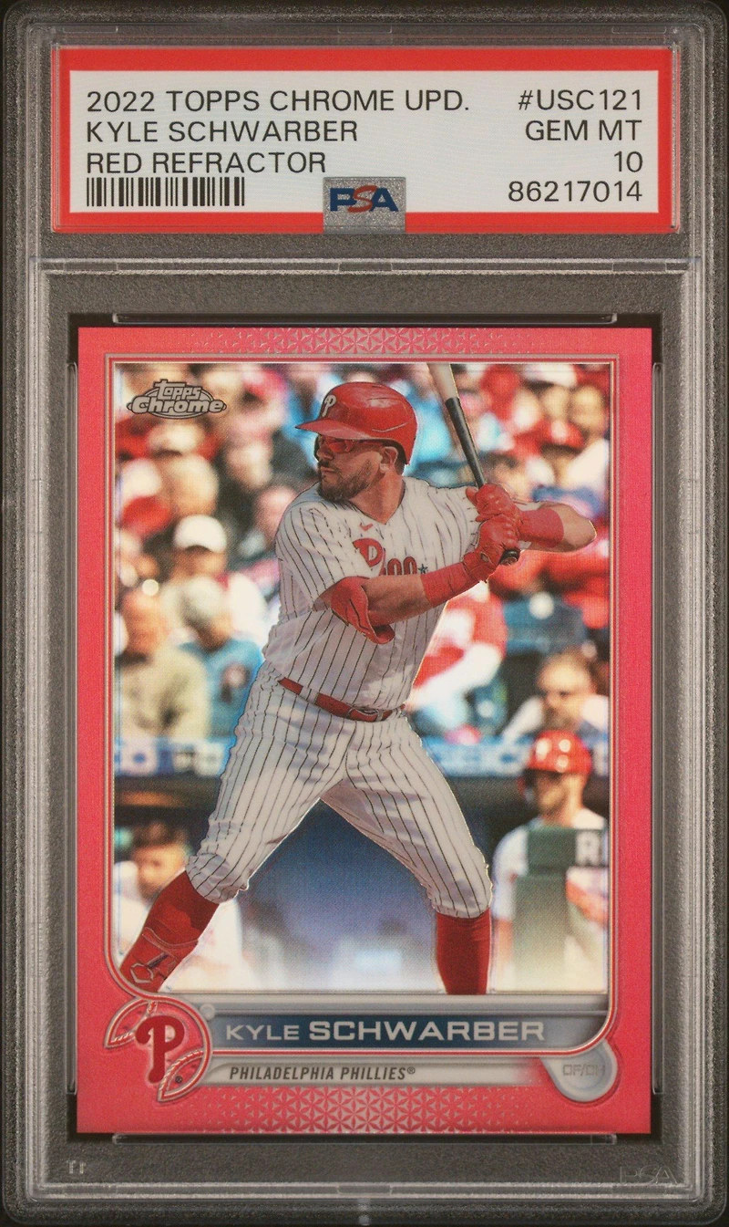 2022 Topps Chrome Update Usc121 Kyle Schwarber Red Refractor PSA 10